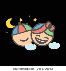 happy kids faces logo design