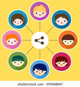 happy kids faces share concept