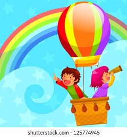 happy kids flying in a hot air balloon (JPEG available in my gallery)