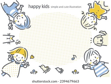 happy kids frame, simple and cute illustration