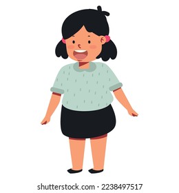 Happy kids girl cartoon vector flat