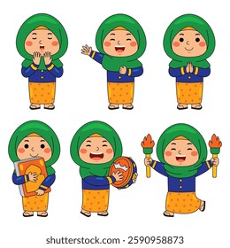 happy kids girl celebrate ramadan