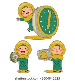 happy kids girl celebrate ramadan mubarak