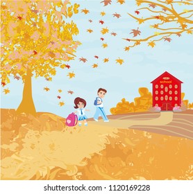 happy kids go to school 