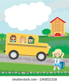 Happy kids go to school