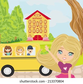happy kids go to school 