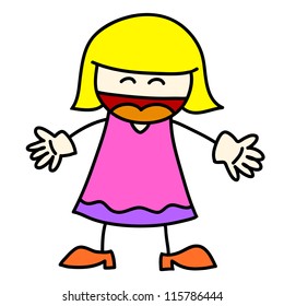 Happy kids hand writing cartoon . vector