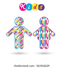 Happy kids Icon in trendy flat style isolated on white background. Children symbol for web site design, logo, poster, sign. Boy and girl modern Vector illustration. Family icons, teen symbols, sticker