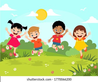 happy kids illustration character children  