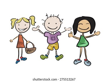 Happy Kids Illustration: Vector