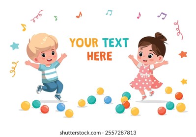 happy kids jump and play vector illustration isolated