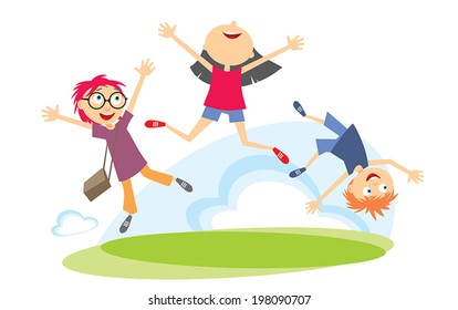 Happy Kids Jumping