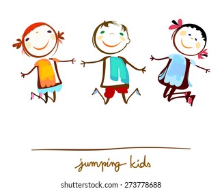 happy kids jumping