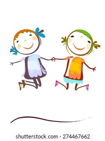 happy kids jumping