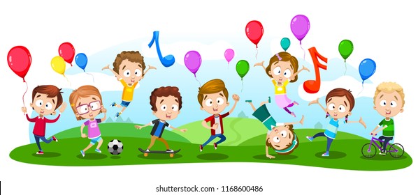 Vectores, imágenes y arte vectorial de stock sobre Niños Felices |  Shutterstock