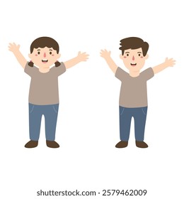 Happy kids jumping together illustration