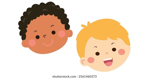 happy kids laughing face expression vector art