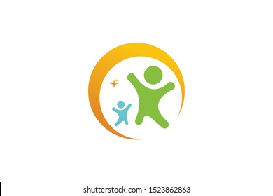 happy kids logo icon vector isolated