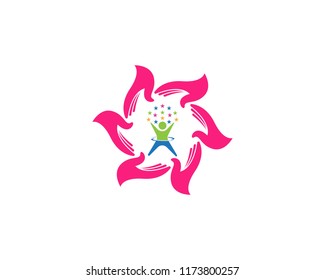 Happy kids logo vector illustration