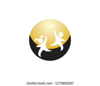 Happy kids logo vector illustration
