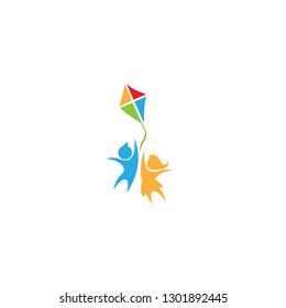 Happy kids logo vector illustration. children logo. child care. kindergarten. pre school. icon. vector illustration. minimalist - Vector