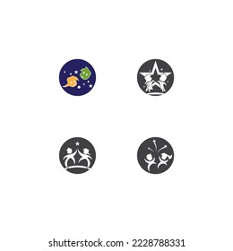 Ilustración de la plantilla de vectores del logotipo de niños felices