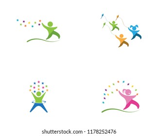 Happy kids logovector template