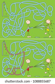 Happy kids maze for kids with a solution