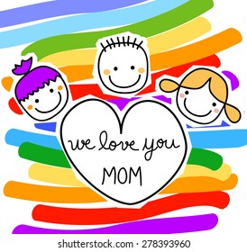 happy kids with message for the mothers day