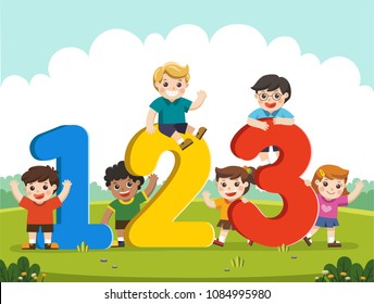 Happy Kids Numbers Stock Vector (Royalty Free) 1084995980 | Shutterstock