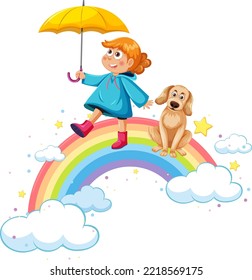 Happy kids on rainbow illustration