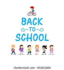 Happy kids on white background, back to school concept.