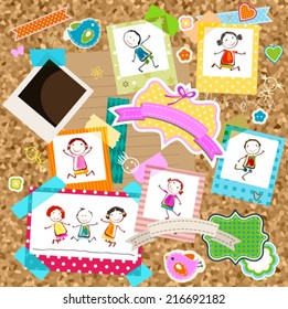 happy kids and photo frame