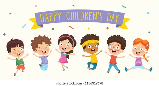 Vector Illustration Happy Children Stock Vector (Royalty Free ...