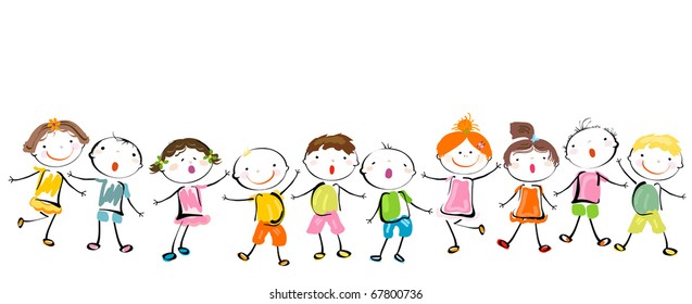 Happy Kids Playing Stock Vector (Royalty Free) 67800736 | Shutterstock