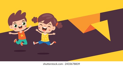 Happy Kids Posing With Speech Bubble