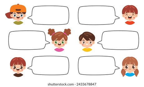 Happy Kids Posing With Speech Bubbles