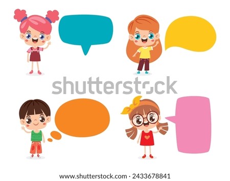 Happy Kids Posing With Speech Bubbles