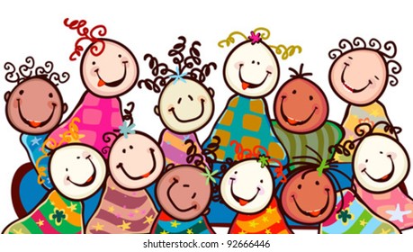 happy kids with smiling faces