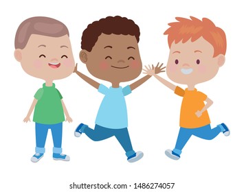 Happy Kids Smiling Playing Friends Cartoon Stock Vector (Royalty Free ...