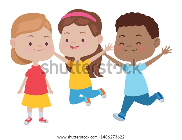 Happy Kids Smiling Playing Friends Cartoon Stock Vector (Royalty Free ...