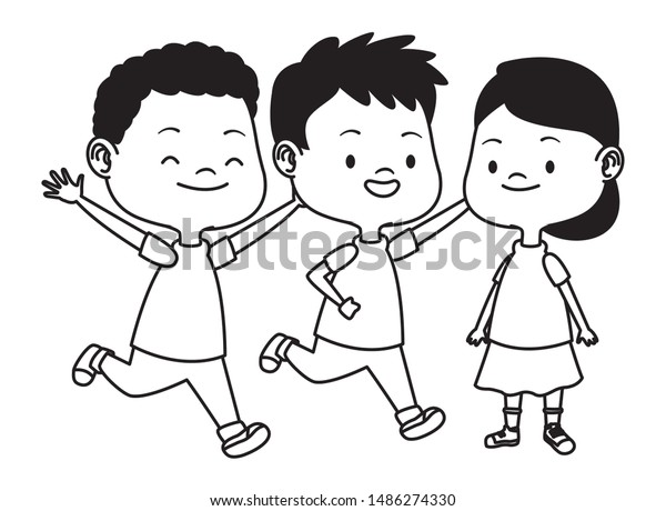 Happy Kids Smiling Playing Friends Cartoon Stock Vector (Royalty Free ...