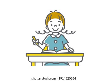 happy kids studying at school