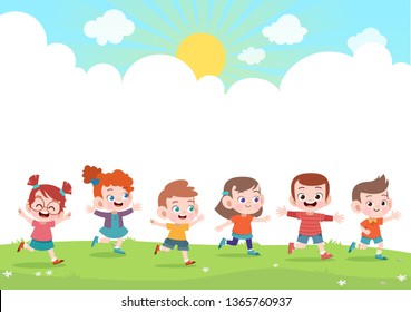 happy kids together vector illustration