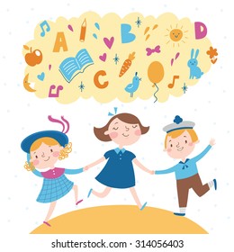 Happy kids vector card.