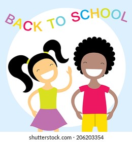 Happy kids vector illustration. Back to school concept.
