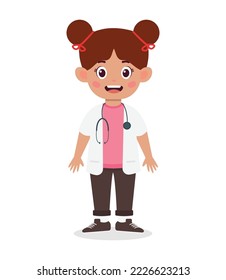 Happy kids wear doctor uniform