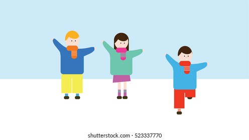 Happy kids winter
