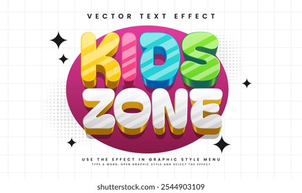 Happy kids zone editable vector text effect with colorful theme. Suitable for cartoon kid event.