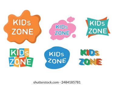 happy kids zone labels, vector illustration on a white background.